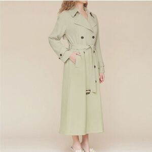 AVEC LES FILLES Women Trench Coat Long Maxi Khaki Tan Green Large Belted